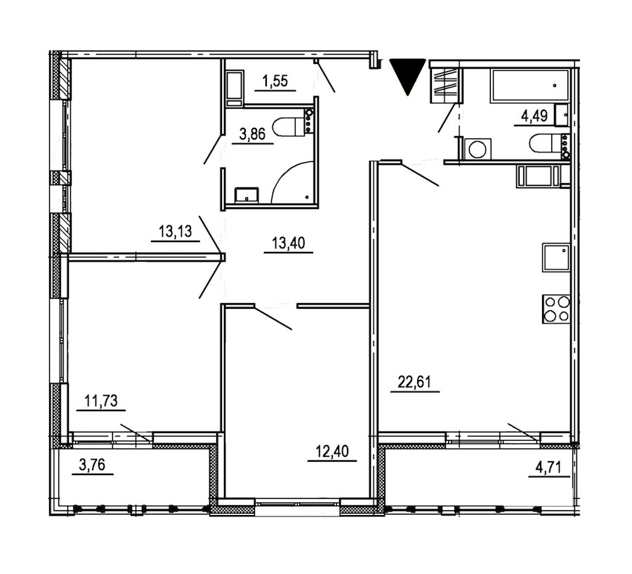 Трехкомнатная квартира в SetlCity: площадь 83.17 м2 , этаж: 4 – купить в Санкт-Петербурге